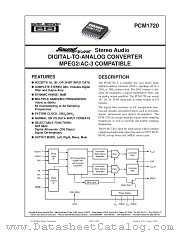 PCM1720 datasheet pdf Burr Brown