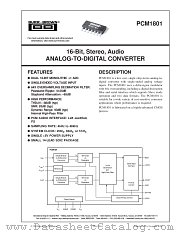 PCM1801 datasheet pdf Burr Brown