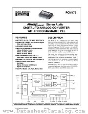 PCM1721 datasheet pdf Burr Brown