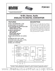 PCM1801 datasheet pdf Burr Brown