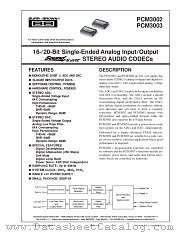 PCM3003 datasheet pdf Burr Brown