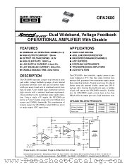 OPA2680 datasheet pdf Burr Brown