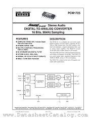 PCM1725 datasheet pdf Burr Brown