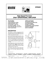 OPA602 datasheet pdf Burr Brown