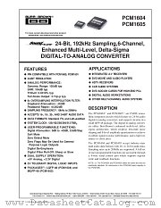 PCM1605 datasheet pdf Burr Brown