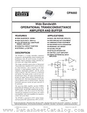 OPA660 datasheet pdf Burr Brown