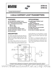 XTR116 datasheet pdf Burr Brown