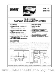 ADC701, SHC702 datasheet pdf Burr Brown