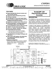 CS8920A datasheet pdf Cirrus Logic