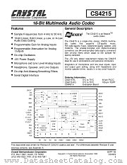 CS4215 datasheet pdf Cirrus Logic