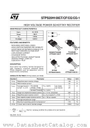 STPS20H100CT datasheet pdf SGS Thomson Microelectronics