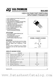 BUL58D datasheet pdf SGS Thomson Microelectronics