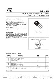 BUH615D datasheet pdf SGS Thomson Microelectronics