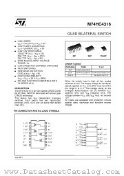 M74HC4316B1R datasheet pdf SGS Thomson Microelectronics