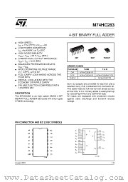 M74HC283RM13TR datasheet pdf SGS Thomson Microelectronics