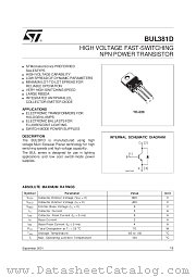 BUL381D datasheet pdf SGS Thomson Microelectronics