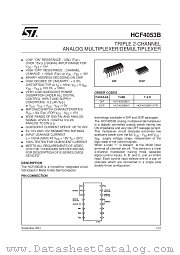 HCF4053BEY datasheet pdf SGS Thomson Microelectronics