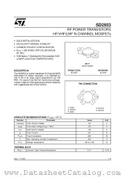 SD2933 datasheet pdf SGS Thomson Microelectronics