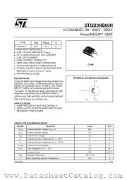 STGD3NB60H datasheet pdf SGS Thomson Microelectronics