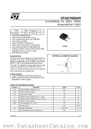 STGD7NB60H datasheet pdf SGS Thomson Microelectronics