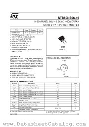 STB60NE06-16 datasheet pdf SGS Thomson Microelectronics