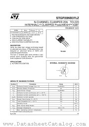 STGP20NB37LZ datasheet pdf SGS Thomson Microelectronics