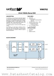 WM8762 datasheet pdf Wolfson