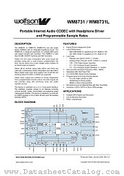 WM8731 datasheet pdf Wolfson