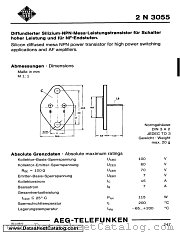 2N3055 datasheet pdf AEG-TELEFUNKEN