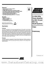 T7031 datasheet pdf Atmel