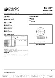 DS2103SY22 datasheet pdf Dynex Semiconductor