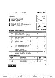 SFU9024 datasheet pdf Fairchild Semiconductor