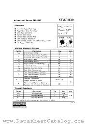 SFW9540 datasheet pdf Fairchild Semiconductor