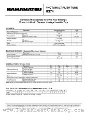 R374 datasheet pdf Hamamatsu Corporation