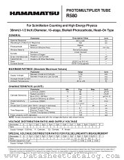 R580 datasheet pdf Hamamatsu Corporation