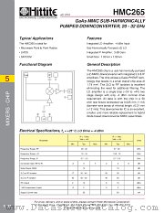 HMC265 datasheet pdf Hittite Microwave Corporation