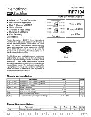 IRF7104TR datasheet pdf International Rectifier