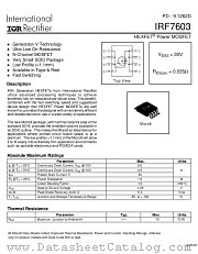 IRF7603TR datasheet pdf International Rectifier