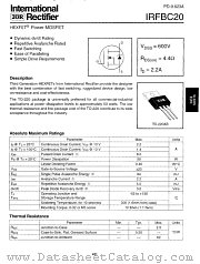 IRFBC20PBF datasheet pdf International Rectifier