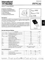 IRFPC40PBF datasheet pdf International Rectifier