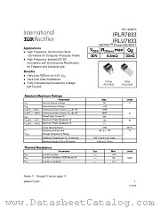 IRLU7833 datasheet pdf International Rectifier