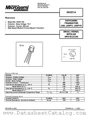 JAN2N2221A datasheet pdf Microsemi