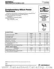 MJ15003 datasheet pdf Motorola