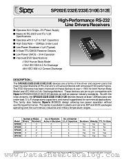 SP202E datasheet pdf Sipex Corporation