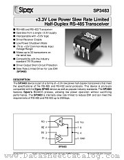 SP3483CP datasheet pdf Sipex Corporation