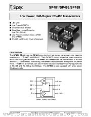 SP481 datasheet pdf Sipex Corporation