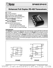 SP491EEN datasheet pdf Sipex Corporation