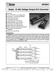 SP9504JS datasheet pdf Sipex Corporation