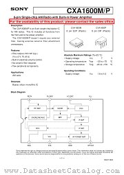 CXA1600M/P datasheet pdf SONY