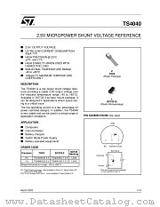 TS4040EIZT-2.5 datasheet pdf ST Microelectronics